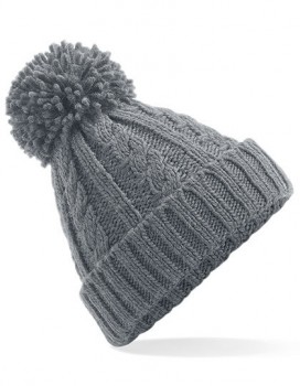 BEECHFIELD CB480 CABLE KNIT MELANGE BEANIE M�TZEN-BEANIES grau