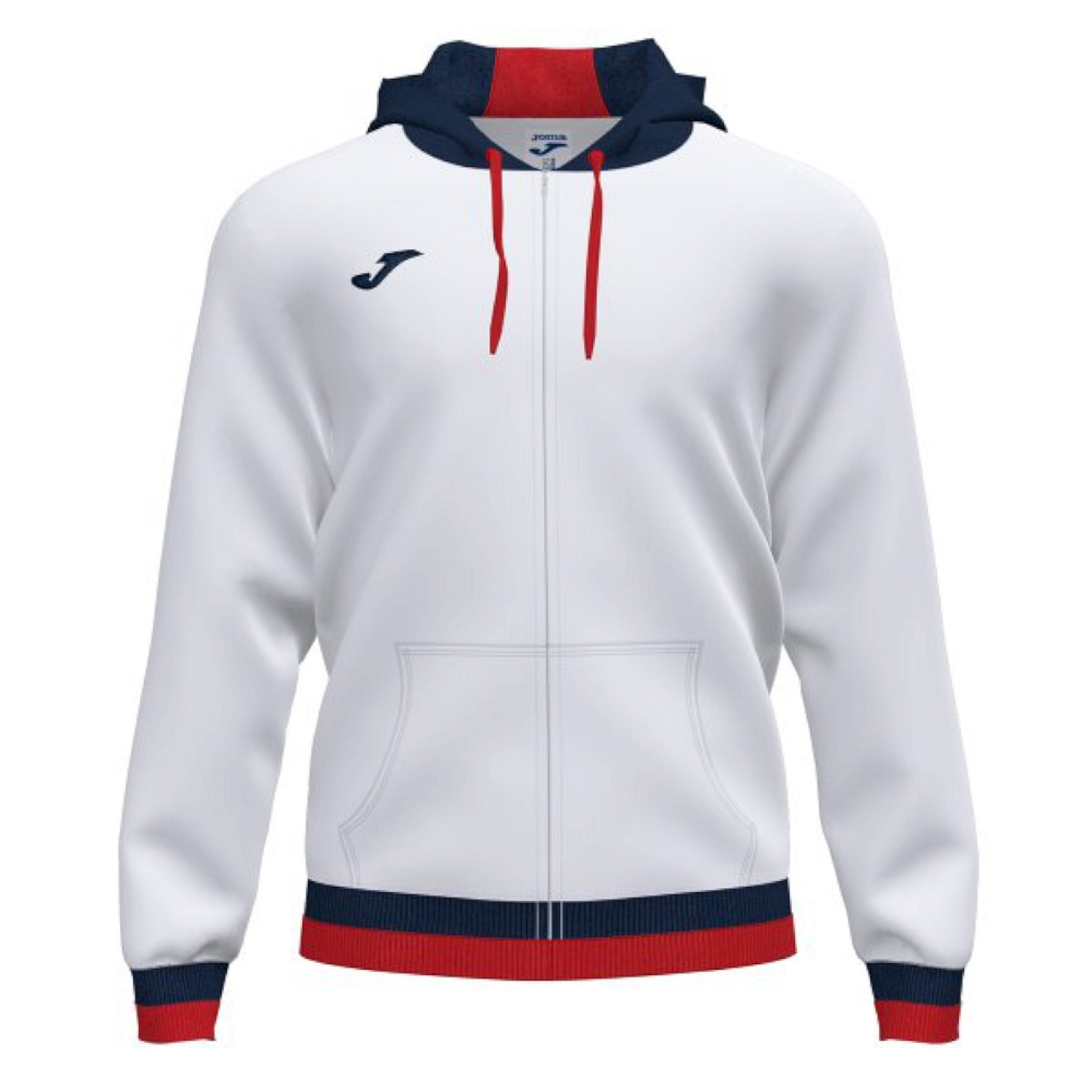 Joma CONFORT II ZIP-UP HOODIE WHITE Sweatjacken weiß --\u003e yam-yam-world.de