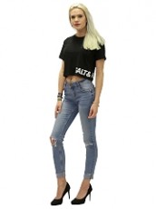 SALT & PEPPER CROPPED TEE | yam yam world